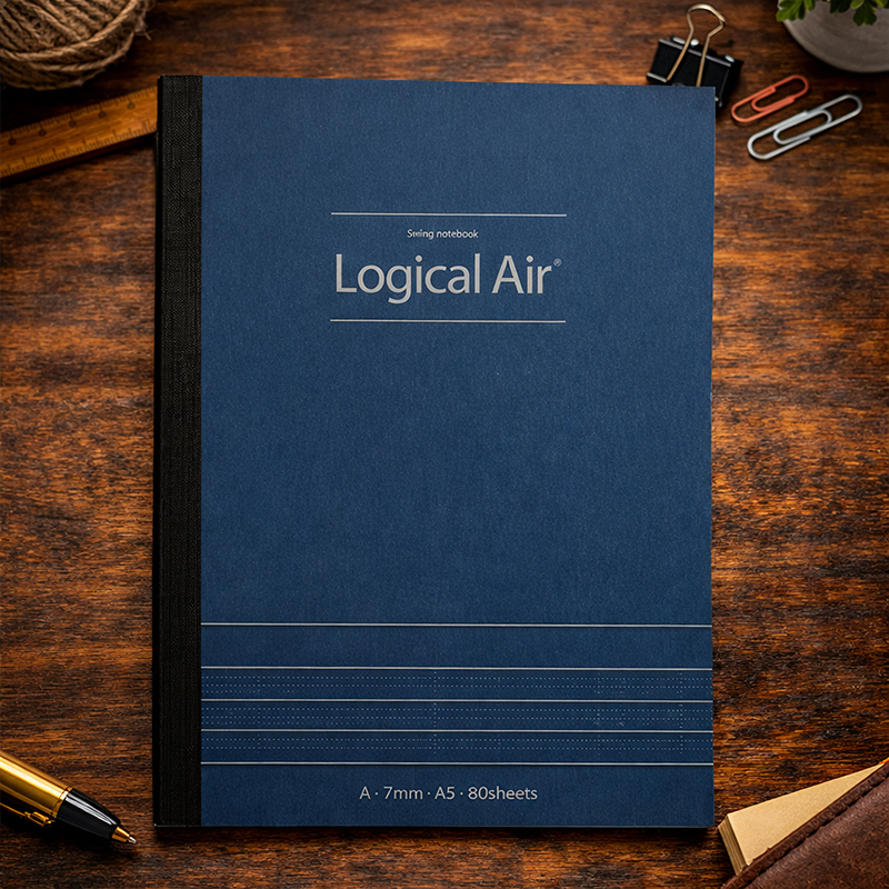 Lekki notatnik Logical Air A5, linia 7 mm, ciemnoniebieski