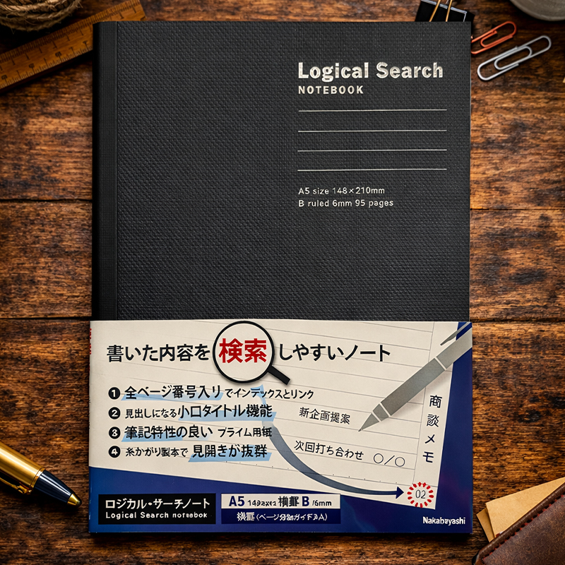 Notatnik Logical Search Notebook A5 linia 6mm czarny NA511_95B_BK