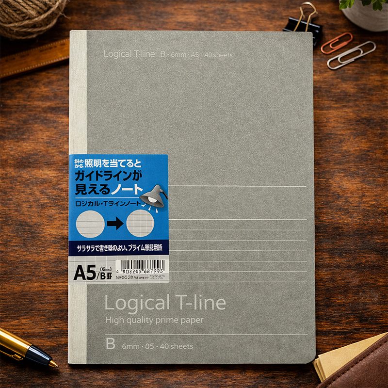Notatnik „Logical T-line” A5, linia 6 mm (+ linie pomocnicze T-line) – szary NA503B
